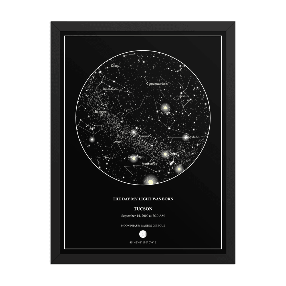 Premium Framed Star Chart - Ultra Luster Photo Paper - Black frame