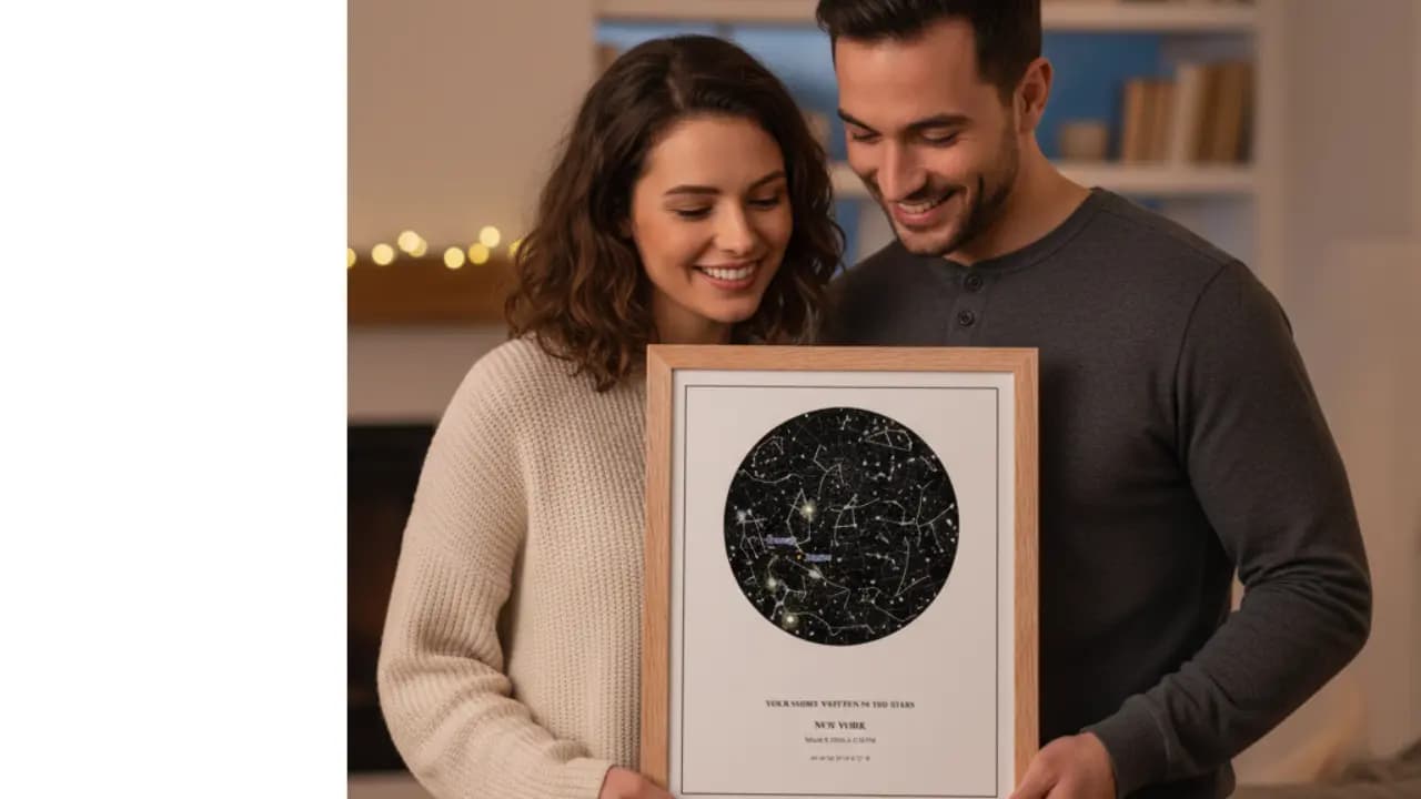 Personalized star map showing constellation patterns
