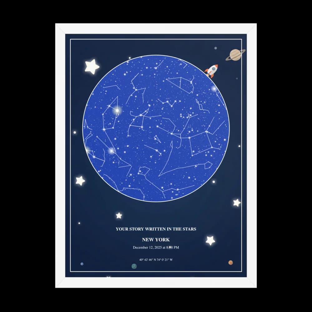 Astronaut Kid - White Frame Star Chart