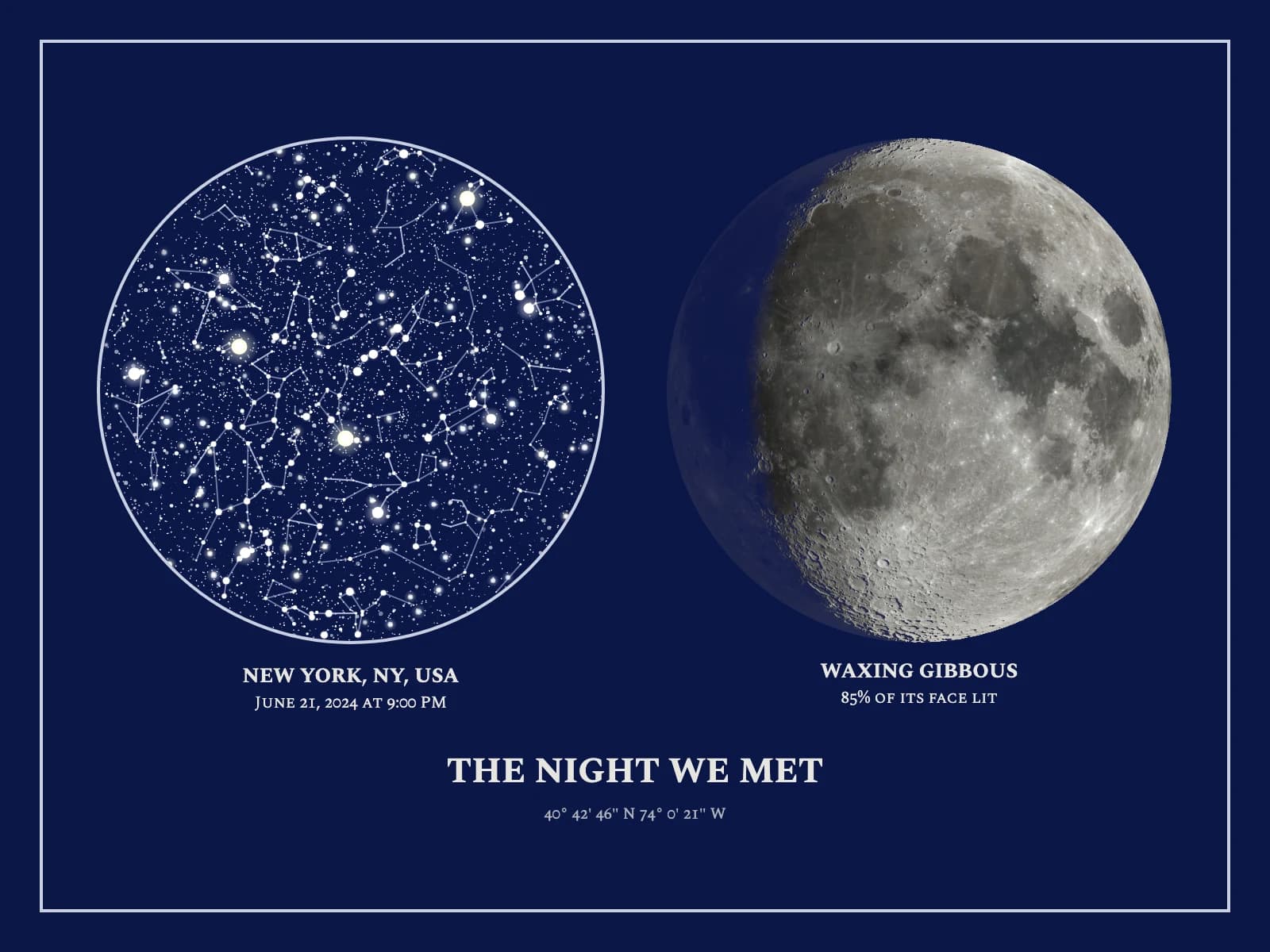Star Map with Moon Phase in another style