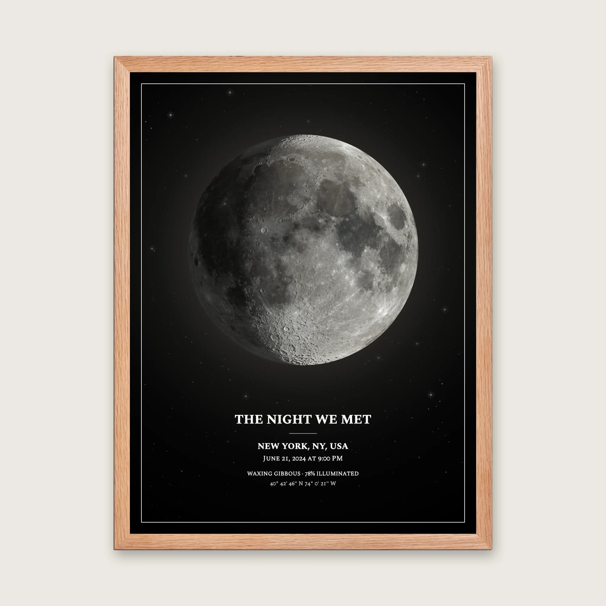Moon Phase Poster: Framed, 18 × 24 in, Natural Wood frame