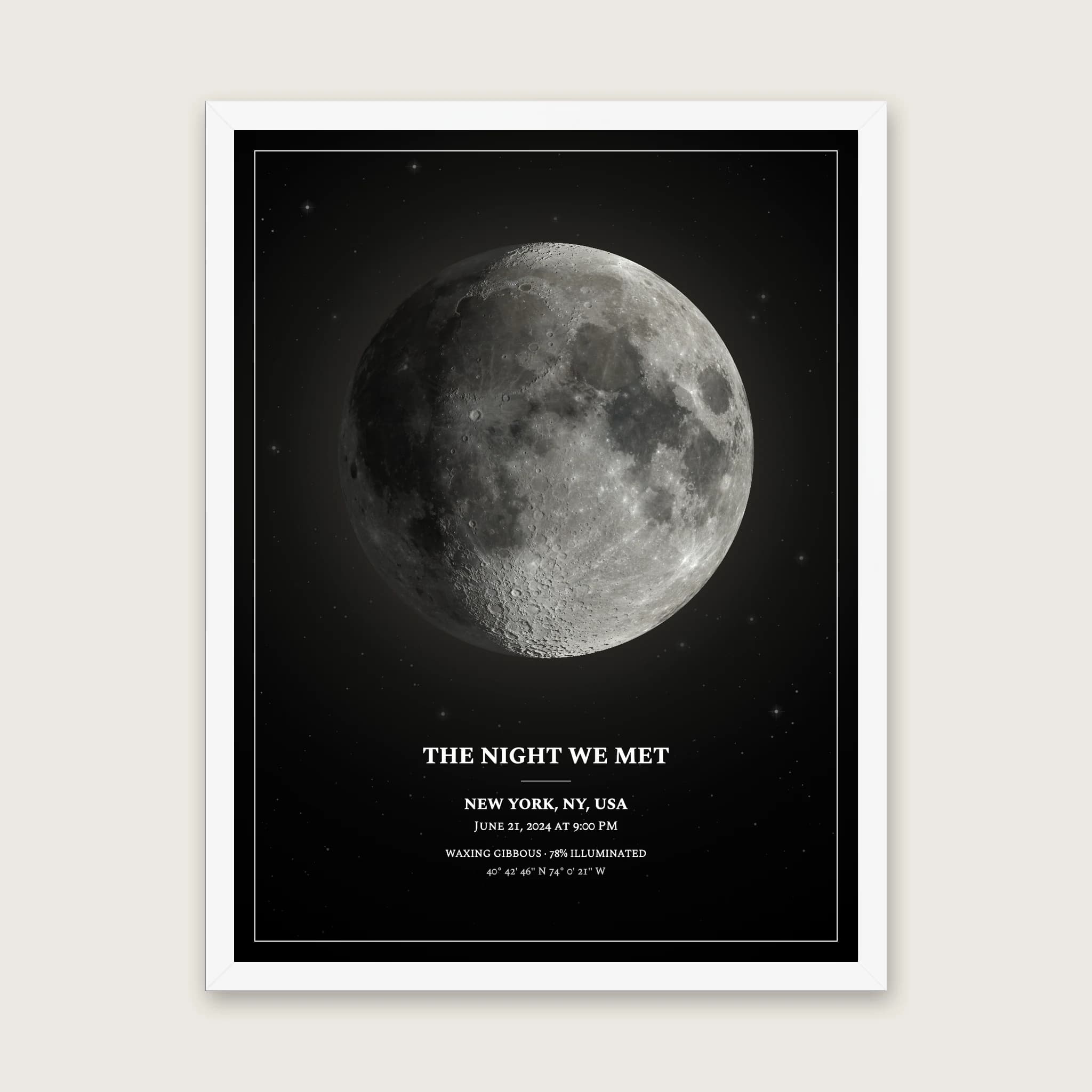 Moon Phase Poster: Framed, 18 × 24 in, White frame