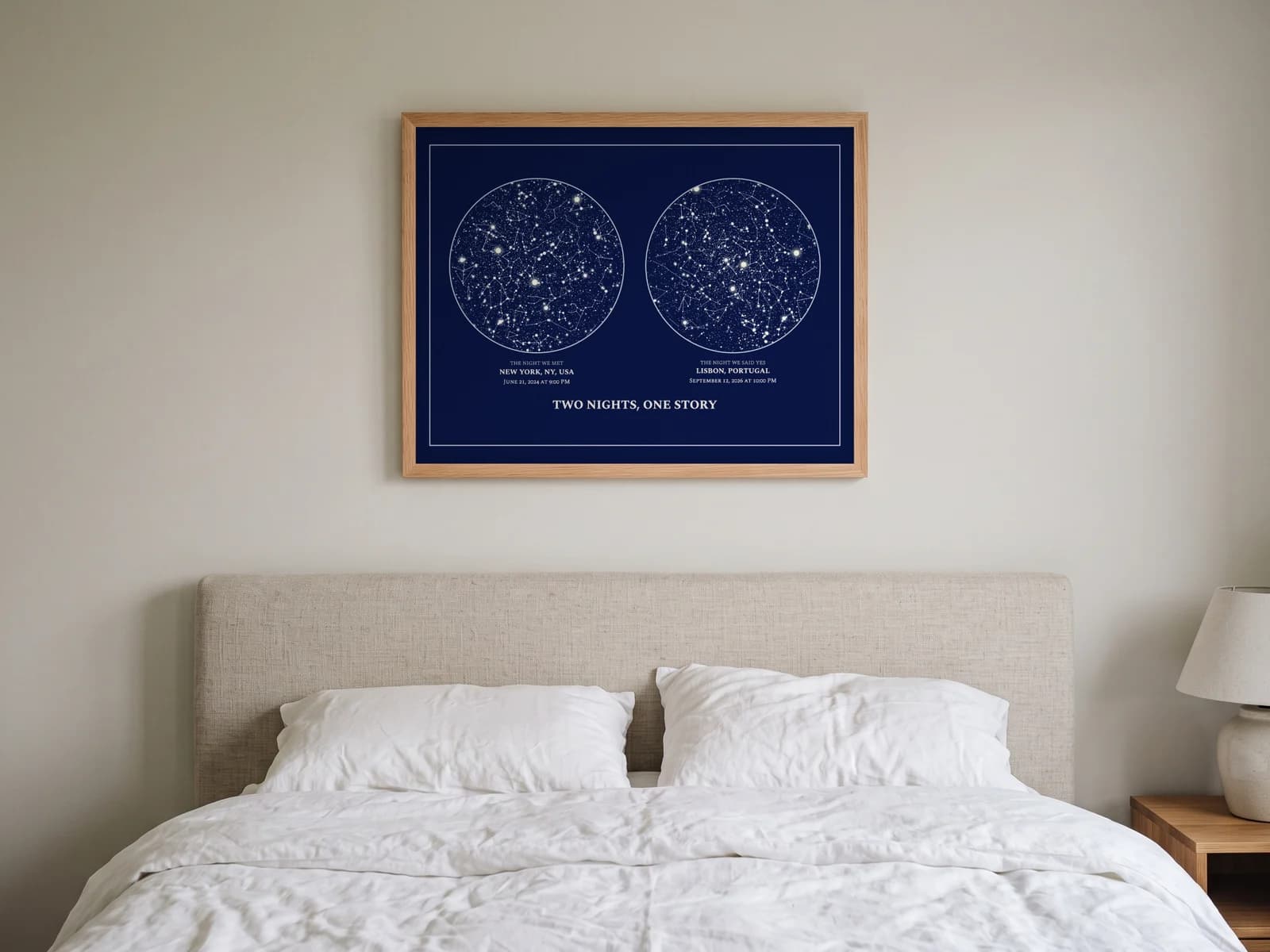 Two Skies Star Map framed in a home