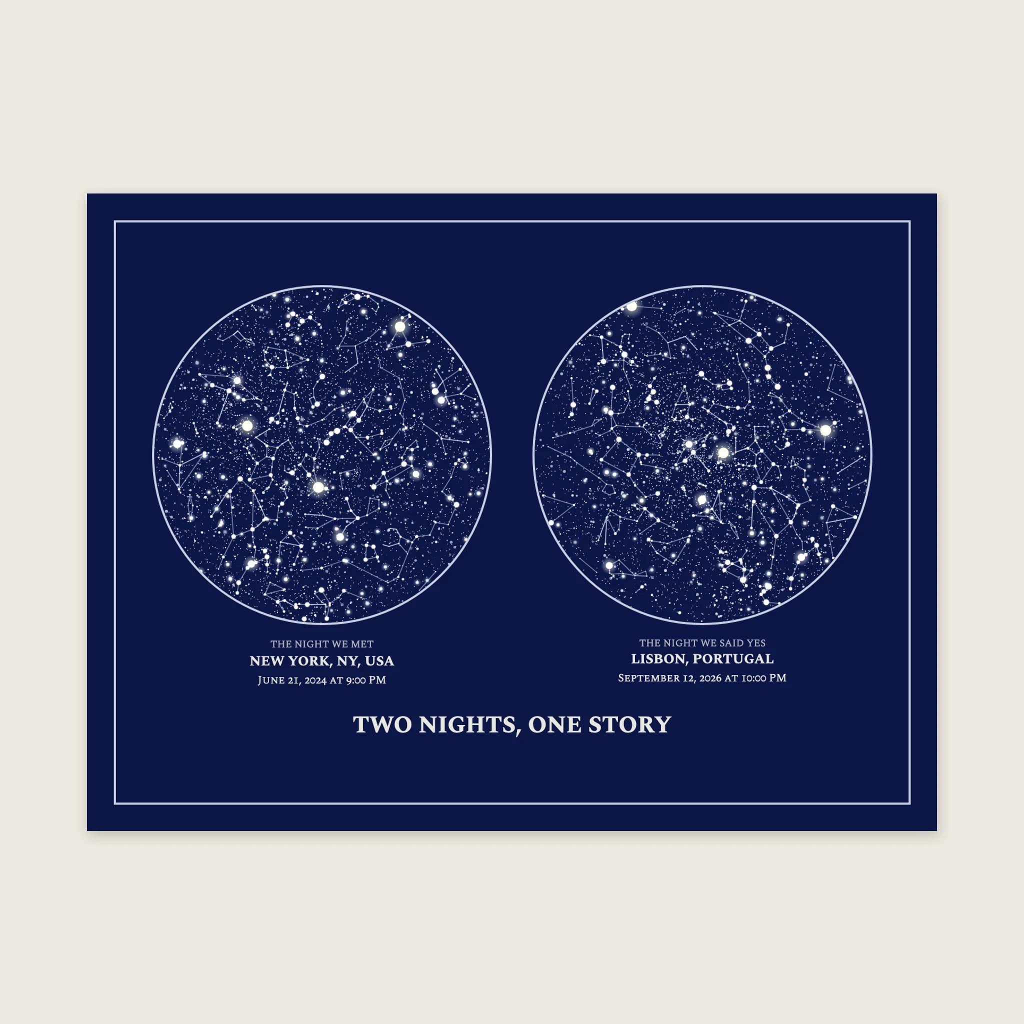 Two Skies Star Map: Print, 24 × 18 in