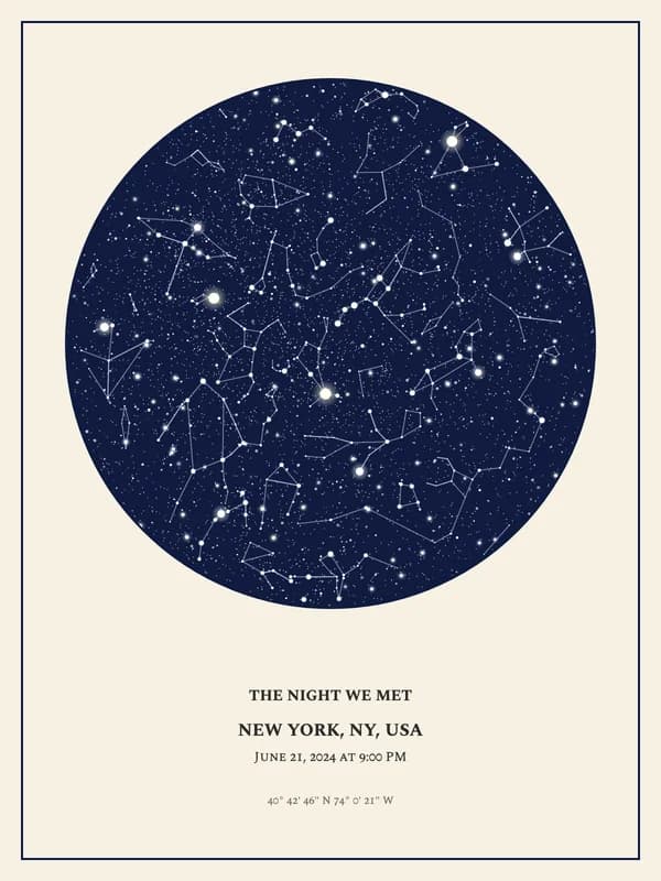 Cosmic Latte star map poster