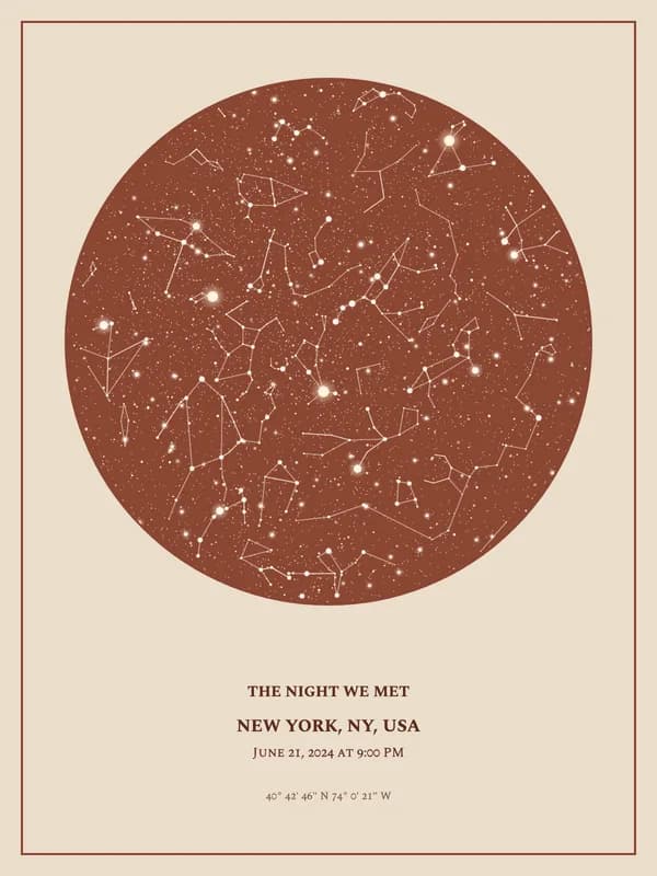 Terracotta star map poster