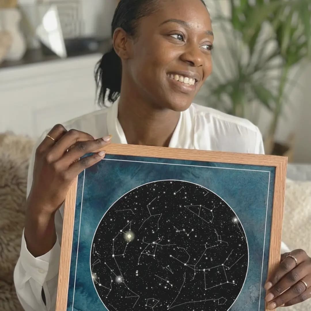 Customer joyfully surprised by personalized star chart gift