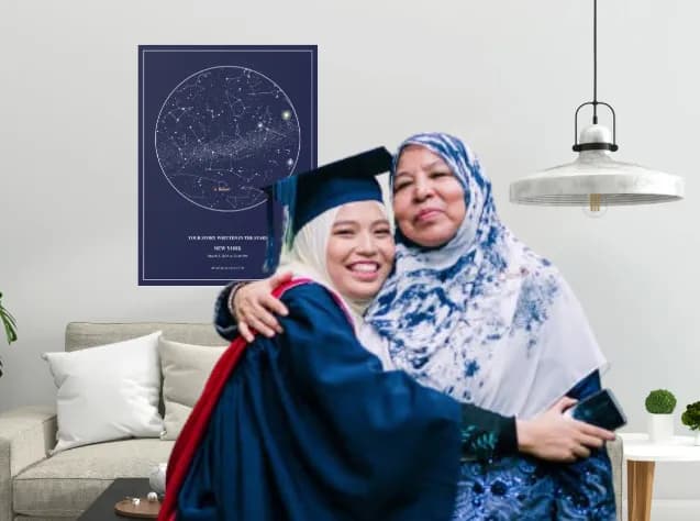 Graduation Star Chart - Night Sky Map of Graduation Day