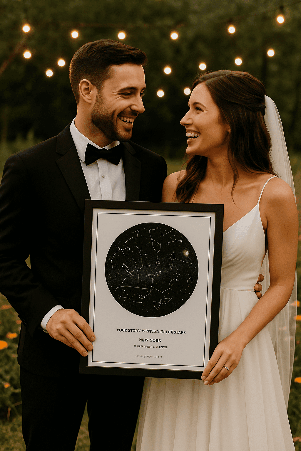Beautiful wedding star chart gift showing personalized night sky