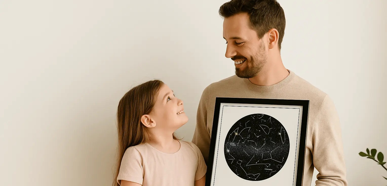Star chart with night sky background