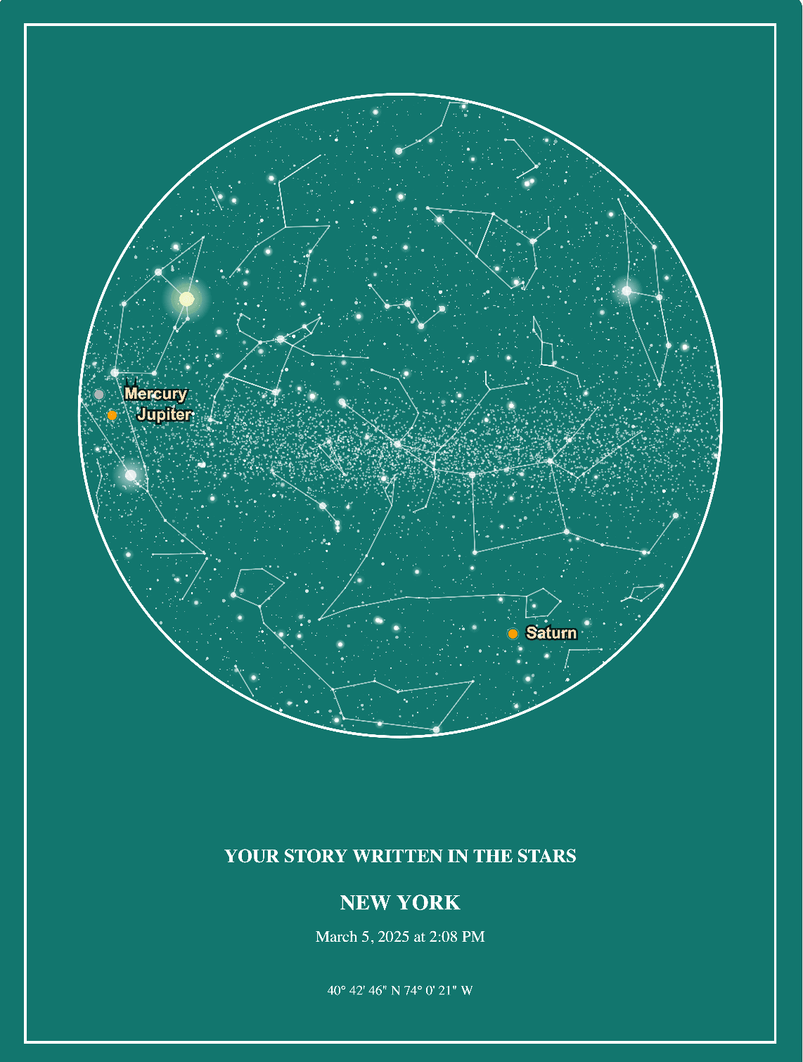 Digital Star Map Gift for Husband