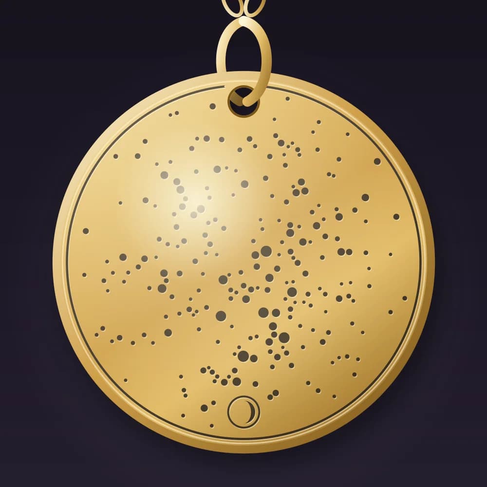 Stardust engraving style on a gold coin
