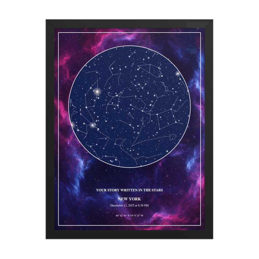 Deep Nebula Star Chart - Black Frame