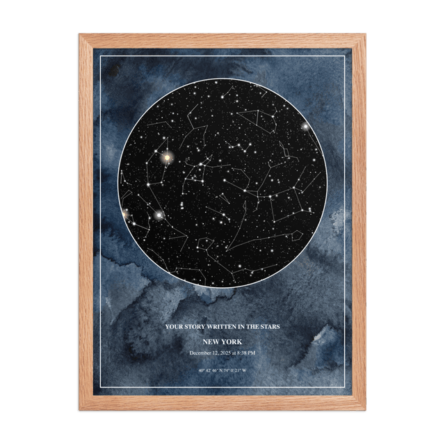 Midnight Watercolor - Wood Frame