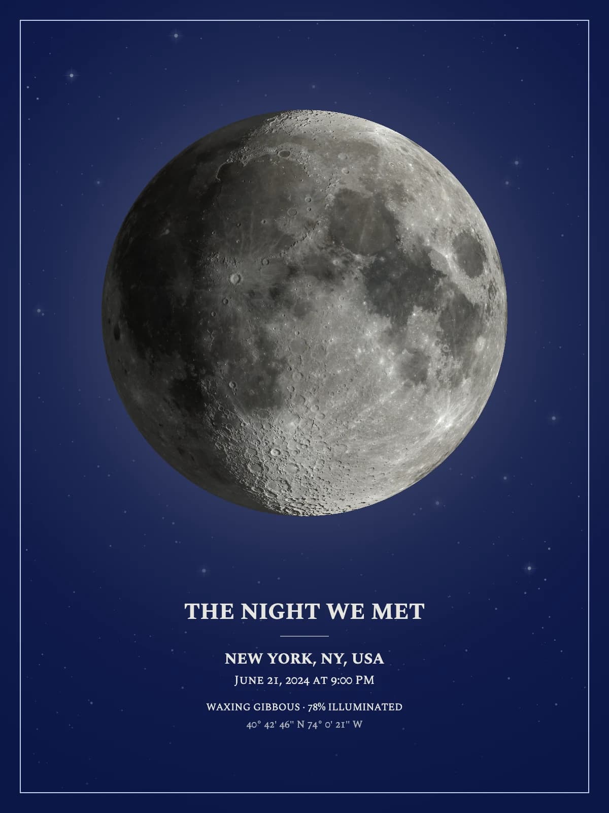 Moon Phase Poster artwork in the Midnight Navy style