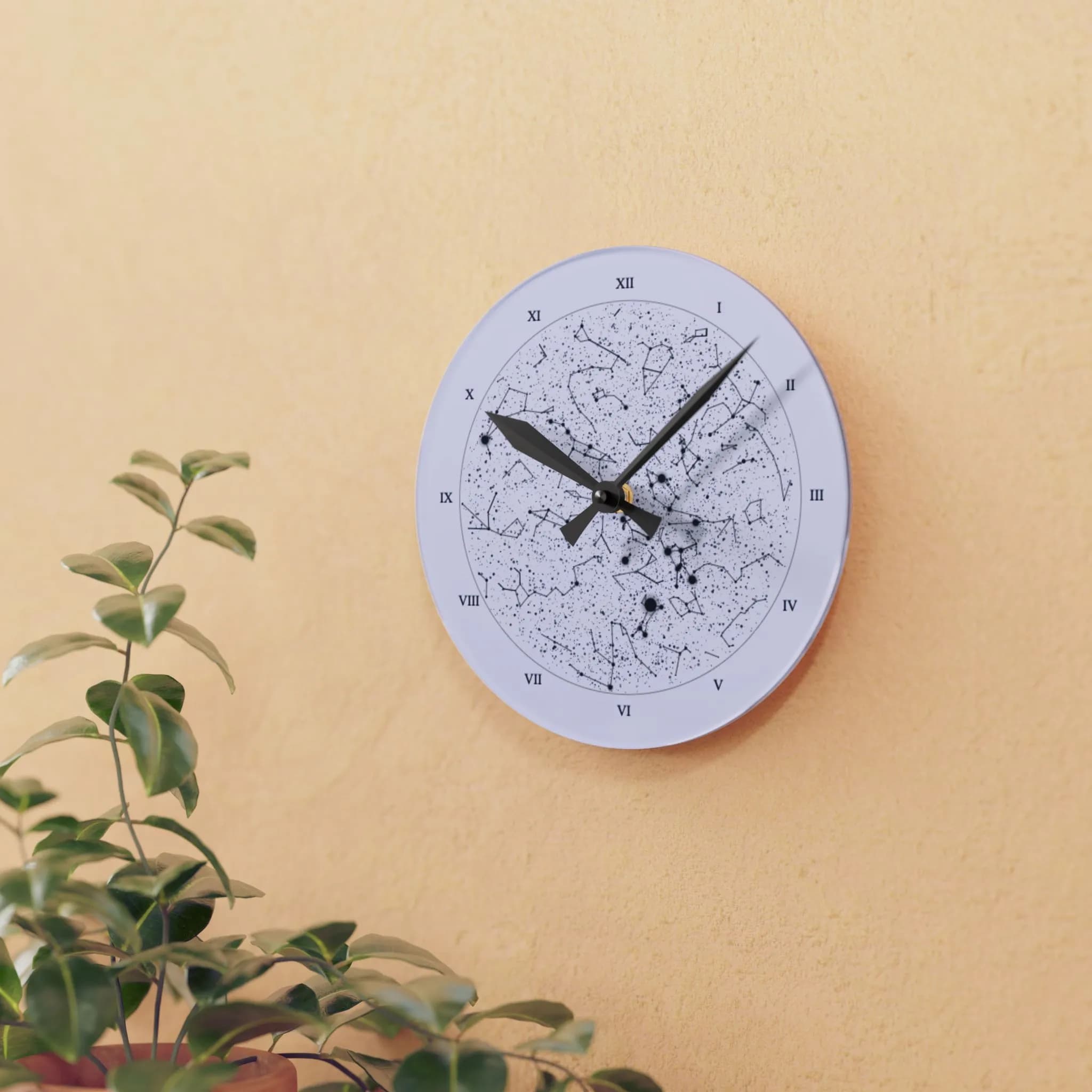 Star Chart Wall Clock in Lavender Mist - Light purple personalized constellation clock